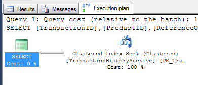 Clustered Index Seek on Production.TransactionHistory