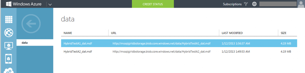 Data file stored on Windows Azure Storage Container