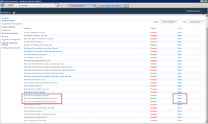 Stop Sharepoint 2010 Services related to the SQL Server 2012 items to be upgraded