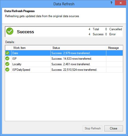 GeoFlow for Excel 2013 - SQL Server Data Refresh 22M rows