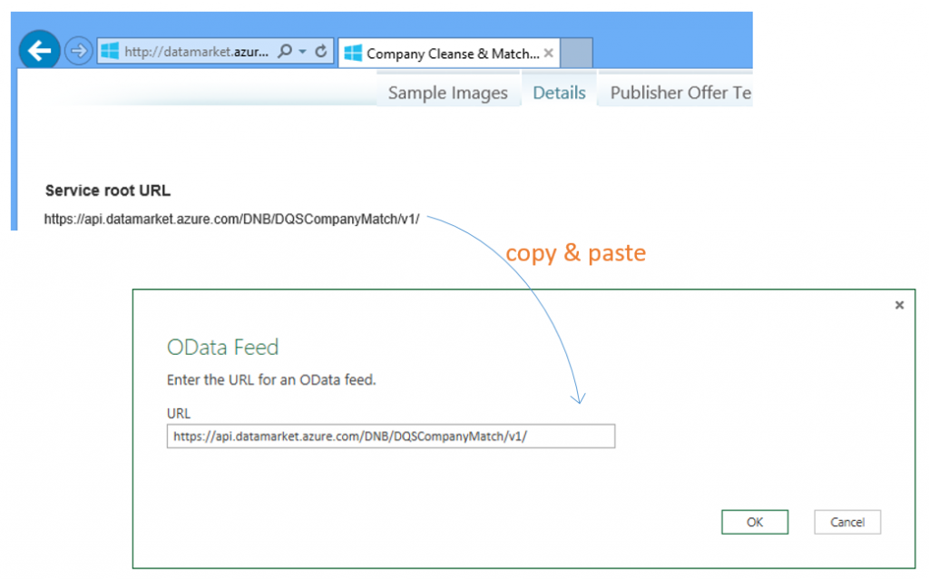 Specify OData Feed URL of D&B Company Cleanse & Match