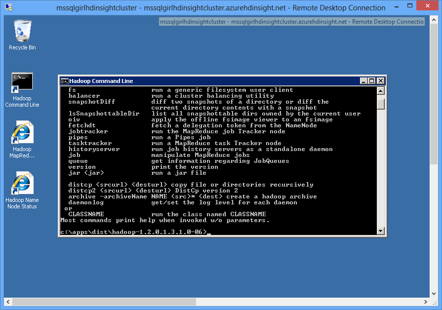 HDInsight: Hadoop command line