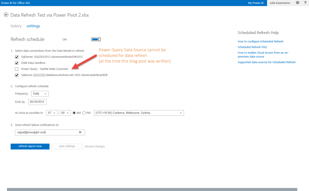  Schedule Data Refresh Settings