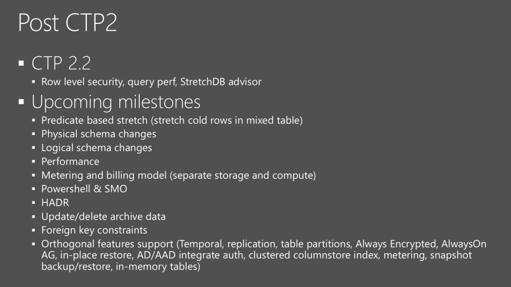Stretch DB Post CTP 2