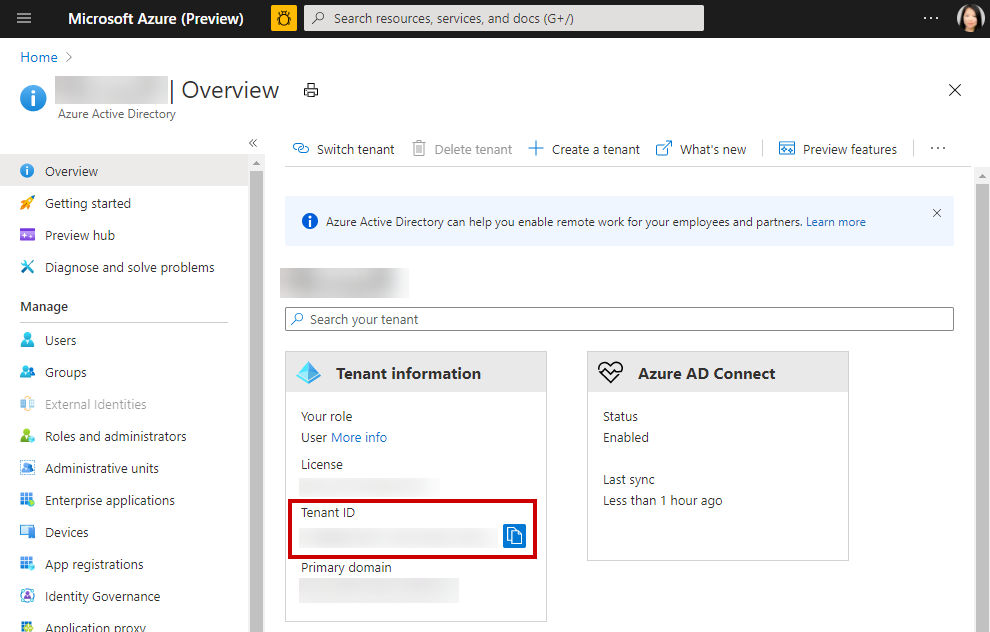 Get Tenant ID from Azure Portal