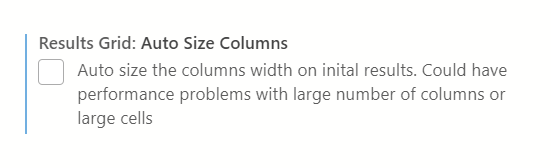 Azure Data Studio Setting: Auto Size Columns